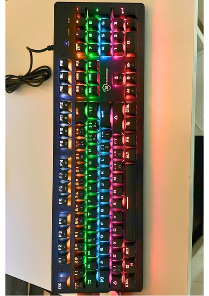 Siyah Rgb Mekanik Klavye - Mavi Switch, 9 Aydınlatma Modlu, Blue Switch Oyun ve E-Spor Klavyesi