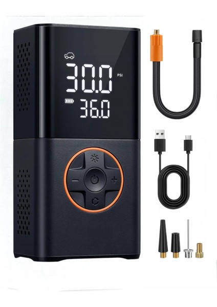 Yeni Model Auhma 3600 Mah Şarjlı Hava Pompası Araç Lastik, Bisiklet, Top Şişirme Oto Hava Kompresörü