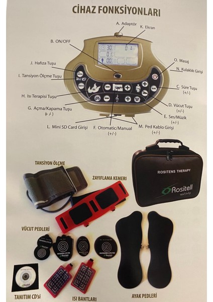 Rosıtens Therapy Çok Fonksiyonlu Masaj Terapisi ve Tansiyon Ölçme Özellikli Tens Cihazı