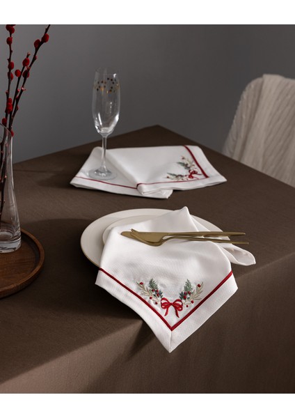 Boucle 2'li Peçete - Beyaz/kırmızı