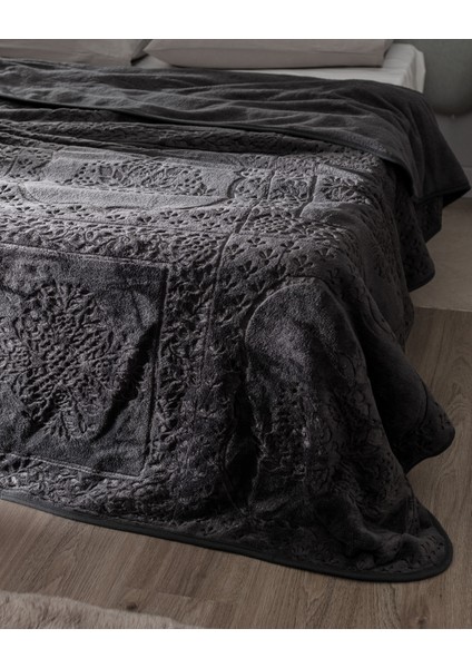 Rochelle Çift Kişilik Vizon Emboss Battaniye - Antrasit fiyatları