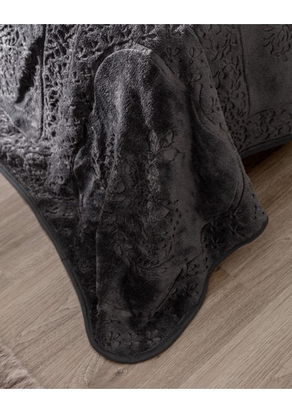 Rochelle Çift Kişilik Vizon Emboss Battaniye - Antrasit modelleri