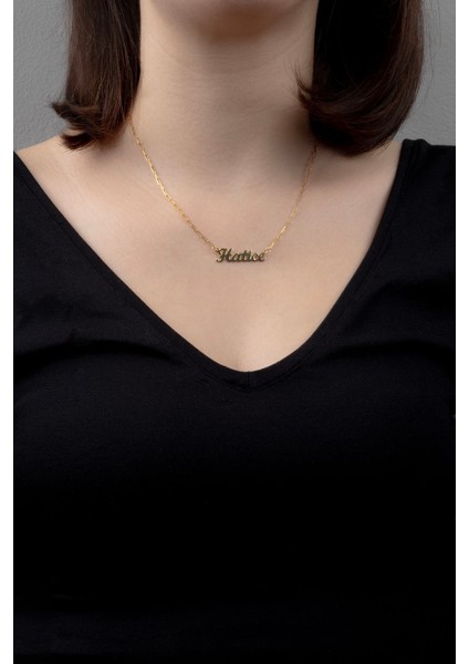 Gümüş İsimli Kolye Özel Tasarım Ataç Zincir 18 Ayar Sarı Altın Kaplama Kişiye Özel İsim Yazılı 925 Ayar Kadın Gümüş İsimli Kolye Bayan İsimli Kolye Kişiye Özel İsim Kolye İsim Kolyesi