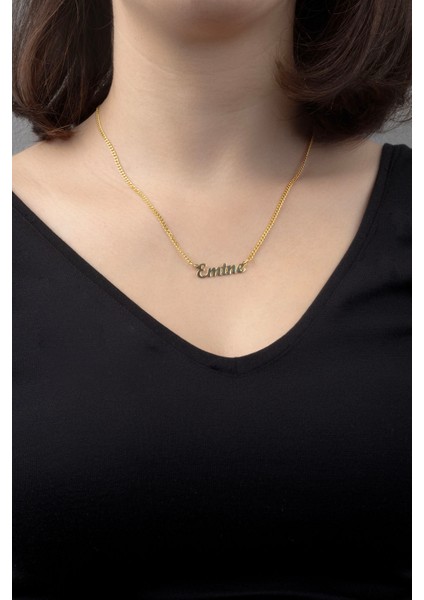 Gümüş İsimli Kolye Özel Tasarım Gurmet Zincir 18 Ayar Sarı Altın Kaplama Kişiye Özel İsim Yazılı 925 Ayar Kadın Gümüş İsimli Kolye Bayan İsimli Kolye Kişiye Özel İsim Kolye İsim Kolyesi