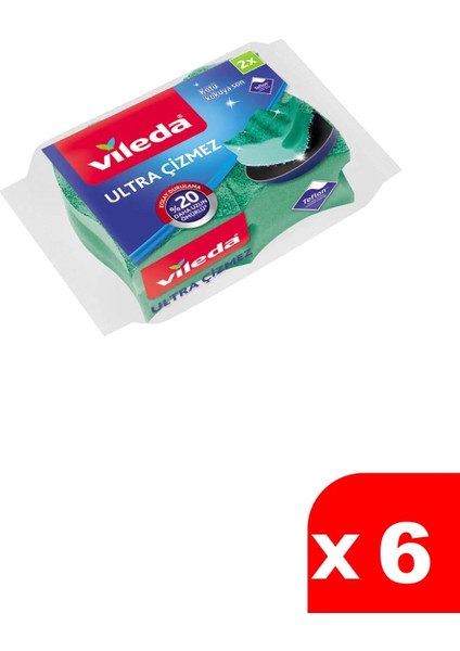 Bulaşık Süngeri Oluklu Ultra Çizmez 2'li x 6 Paket