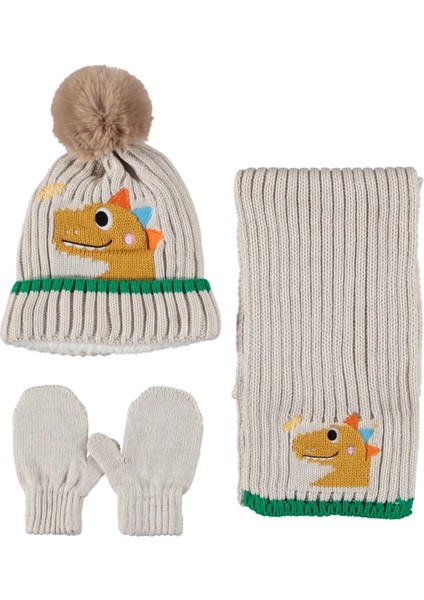 Dinazorlu Erkek Bebek(12-36 Ay) 3'lü Set Bere Atkı Eldiven 20245