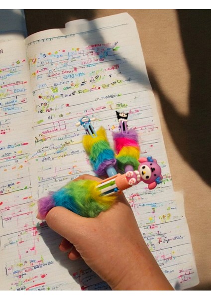 My melody Peluş Kalem- 6 Renkli Tükenmez Kalem-Kuromi ve Arkadaşları