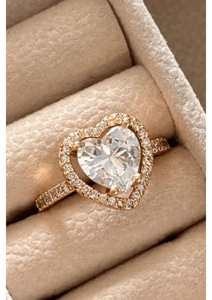 Altın Renk Kalp Şekilli Ayarlanabilir Lovely Zirkon Yüzük fiyatları