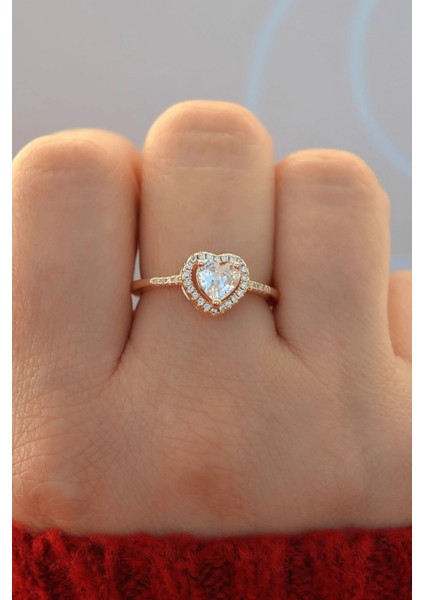 Altın Renk Kalp Şekilli Ayarlanabilir Lovely Zirkon Yüzük modelleri