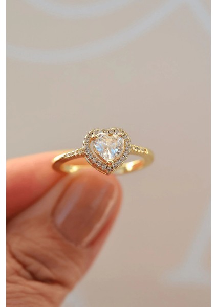 Altın Renk Kalp Şekilli Ayarlanabilir Lovely Zirkon Yüzük fırsatları
