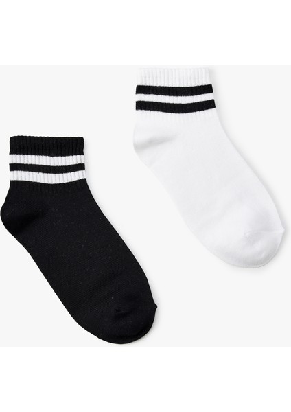 2'li Çizgili Çok Renkli Spor Çorap Seti