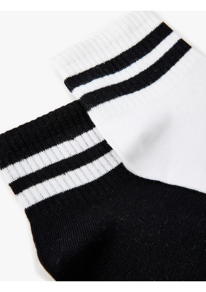 2'li Çizgili Çok Renkli Spor Çorap Seti