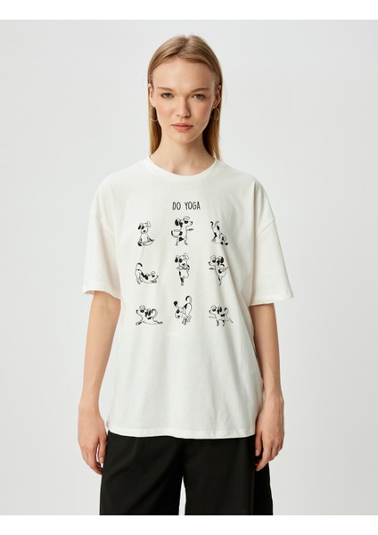 Oversize T-Shirt Baskılı Bisiklet Yaka Kısa Kollu Pamuklu modelleri