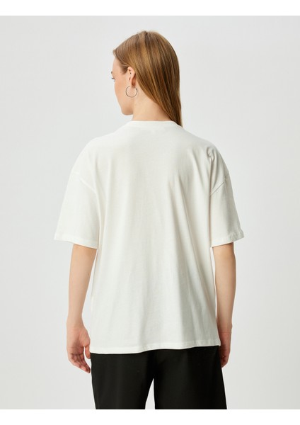 Oversize T-Shirt Baskılı Bisiklet Yaka Kısa Kollu Pamuklu fırsatları