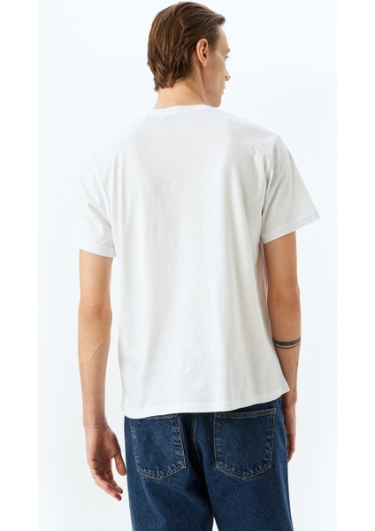 Kısa Kollu Bisiklet Yaka Pamuklu Baskılı T-Shirt