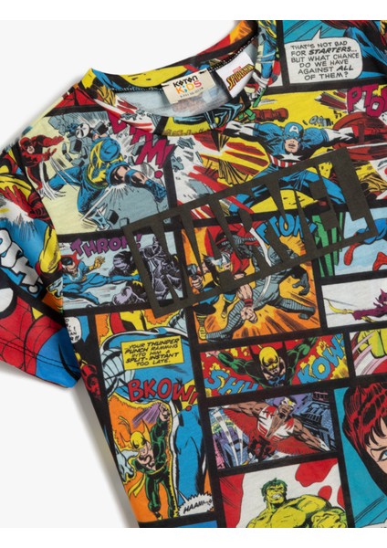 Marvel Baskılı T-Shirt Kısa Kollu Lisanslı Bisiklet Yaka modelleri