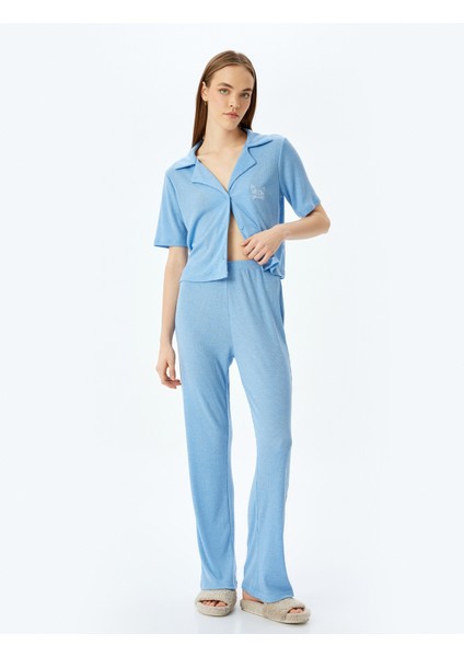 Gömlek Yaka Kısa Kollu Düğmeli Pijama Takımı modelleri