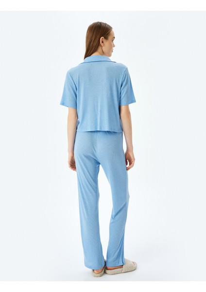 Gömlek Yaka Kısa Kollu Düğmeli Pijama Takımı fırsatları