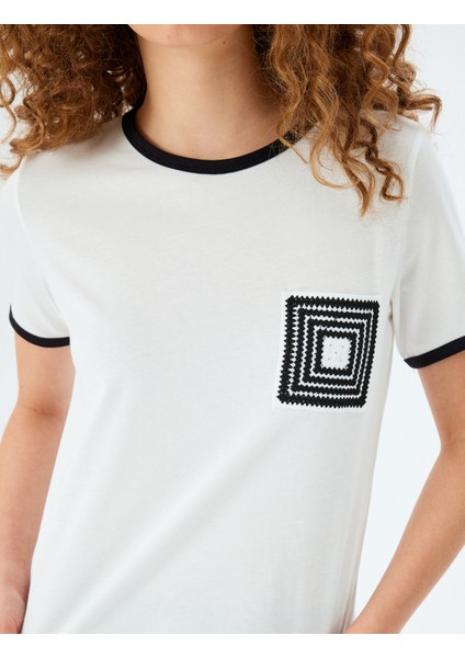 Bisiklet Yaka Brode Detaylı Kısa Kollu T-Shirt indirimleri