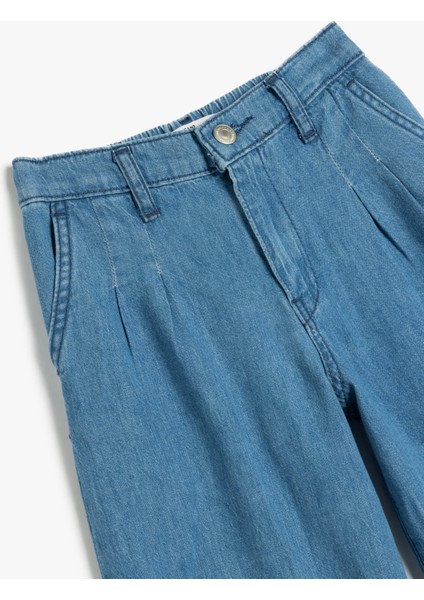 Geniş Paça Kot Pantolon Cepli Pamuklu - Wide Leg Jean