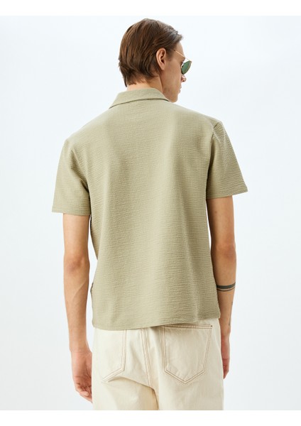 Kısa Kollu Pamuklu Dokulu Polo Yaka T-Shirt fırsatları