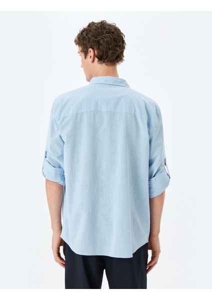 Uzun Kollu Pamuklu Kol Detaylı Klasik Gömlek fırsatları