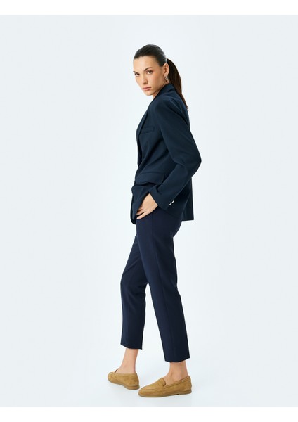 Slim Fit Cepli Yüksek Bel Cigarette Kumaş Pantolon