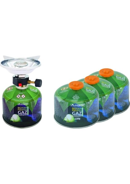 Çakmaklı Siboplu Kartuş Ocak+Tüp CK-193-230+3 Adet 230 gr Tüp ORC-006-A3