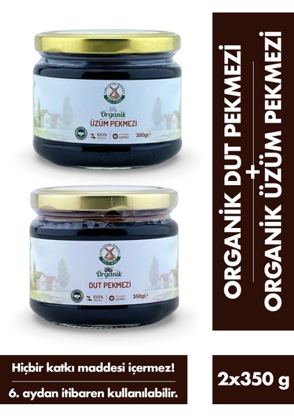 Organik Dut Pekmezi 350 gr + Organik Üzüm Pekmezi 350 gr Seti