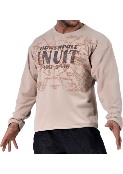 Açık Kahve Rahat Kesim Sweatshirt Big Sam 4618