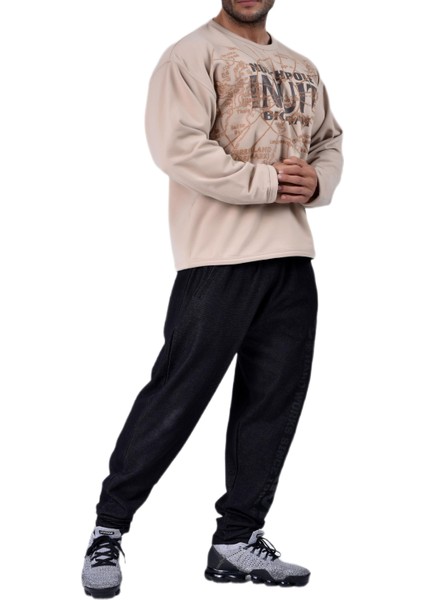 Açık Kahve Rahat Kesim Sweatshirt Big Sam 4618 modelleri