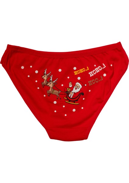 Kırmızı Yılbaşı Desenli Hoo Hoo Hoo Pamuklu Külot