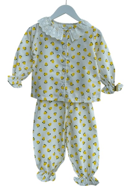 Kız Çocuk Limon Fır Fır Yaka Pijama Takımı (1 Beden Büyük Tercih Ediniz) fiyatları