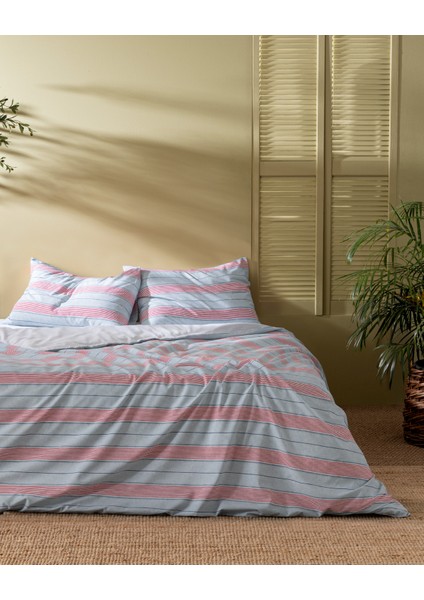 Marc Çift Kişilik Pamuklu Baskılı Nevresim Takımı - Mavi/kırmızı