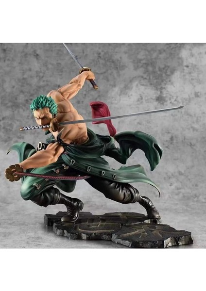 Roronoa Zoro Anime Figür Kutulu - One Piece Üç Kılıç - 2 Farklı Kafa Şekli