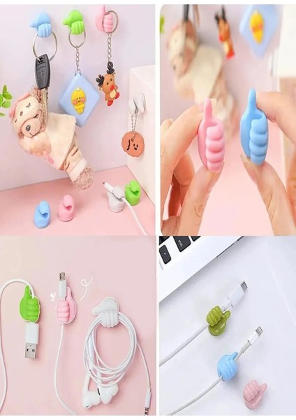 1 Adet Çok Fonksiyonlu Yapışkanlı El Şeklinde Başparmak Kablo Tutucu Düzenleyici Sabitleyici fırsatları