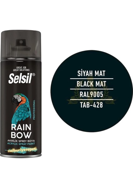 Rainbow Akrilik Sprey Boya Mat Siyah 400 Ml. - RAL9005