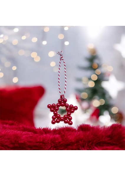 Yılbaşı Ağacı Süsü El Yapımı Setler: Sakallı Noel Baba, Şapka, Örme Çam Ağacı, Kırmızı Yıldız