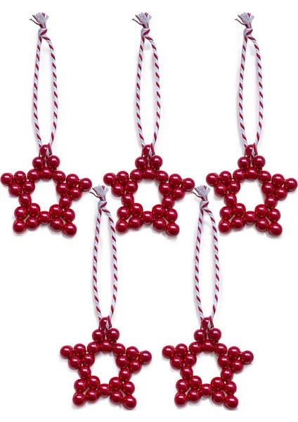 Yılbaşı Ağacı Süsü El Yapımı Setler: Sakallı Noel Baba, Şapka, Örme Çam Ağacı, Kırmızı Yıldız