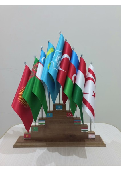 Türk Birliği Ahşap Kaideli Bayrak Seti