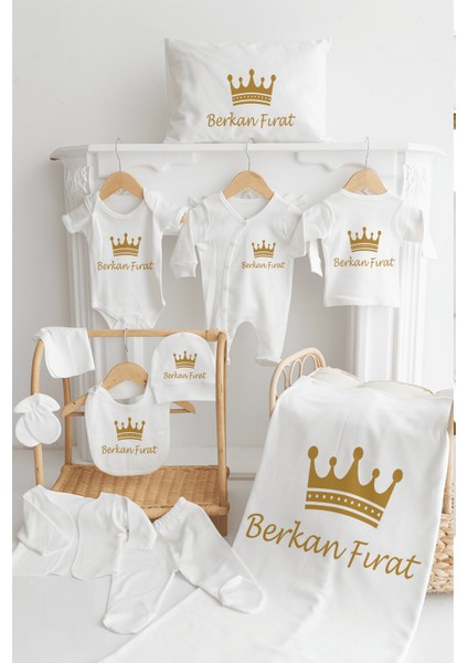 Isme Özel %100 Pamuk Baskılı 11'li Isimli Organik Bebek Hastane Çıkışı M28