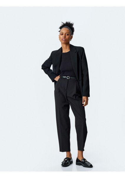 Yüksek Bel Cepli Rahat Kalıp Kumaş Pantolon fiyatları