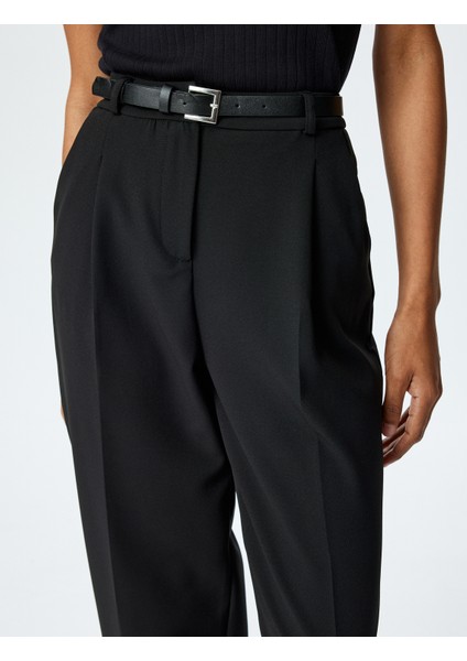 Yüksek Bel Cepli Rahat Kalıp Kumaş Pantolon indirimleri