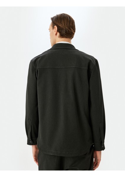 Çıtçıt Düğme Detaylı Viskon Karışımlı Kapaklı Cepli Gömlek Ceket fırsatları