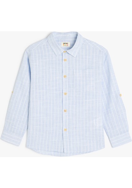 Cep Detaylı Uzun Kollu Pamuklu Gömlek