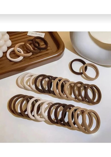 Kadın "l"boy Kahverengi Tonlar 50LI'LASTIK Toka Seti