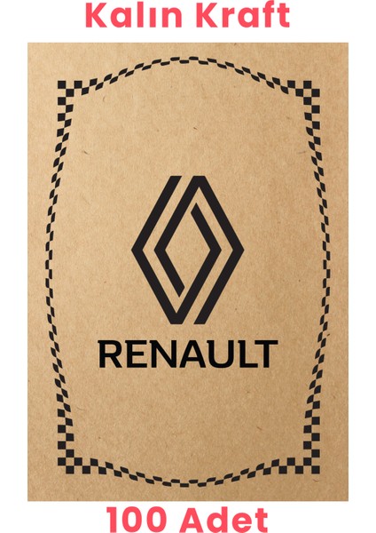 Kraft 120GR Renault Oto Paspas Kağıdı 100 Adet - 35X50CM - Kalın Kağıt Baskılı Reno