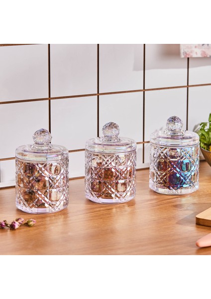 Robby Lüsterli 3'lü Ekoseli Baharat Takımı/Şekerlik 350 ml