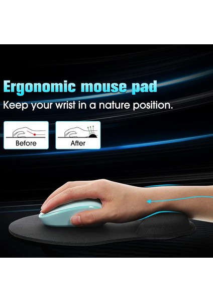 Bilek Destekli Mouse Pad - Dikişli Kaymaz Mouse Ped - Fare Pedi Kahverengi Mouse Pedi - Dikişli Oval Mouse Altlığı