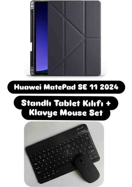 Huawei Matepad Se 11 2024 Uyumlu Standlı Tablet Kılıfı ve Bluetooth Klavyeli Mouse Set Case